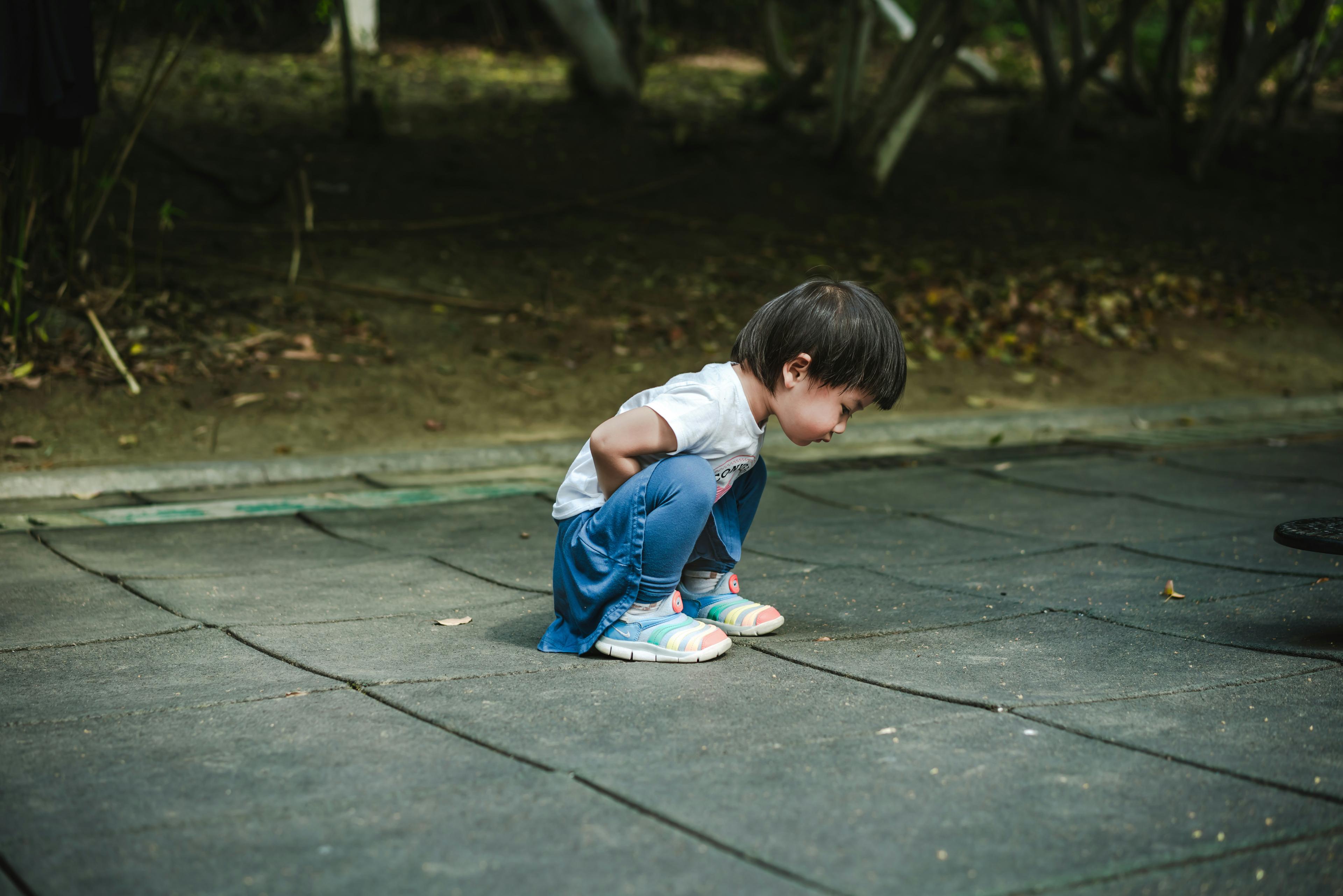 Baby crawling on the ground